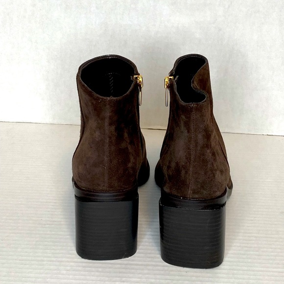 Vince Cumato Paitrilla Suede, Short Boots, Block Heels, Inside Zipper. Brown - Picture 4 of 5